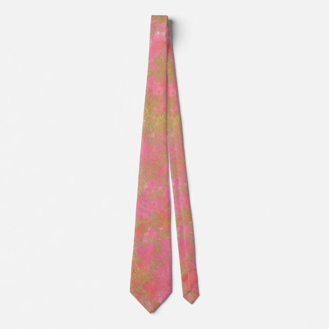 Pink Gold Marble Wedding Groomsmen Tie (Front)