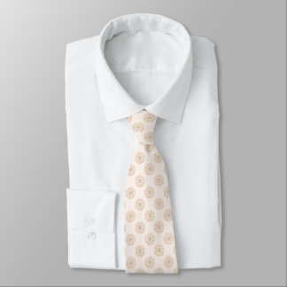 Pink Gold Medallions with pinstripe on Cream Tie