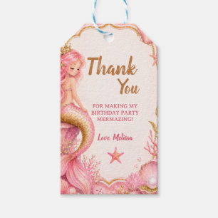 Pink & Gold Mermaid Birthday Gift Tags