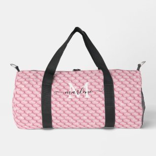 Pink Gold Mermaid Scales Glitter Girly Monogrammed Duffle Bag
