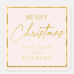 Pink Gold Merry Christmas ID1009 Square Sticker