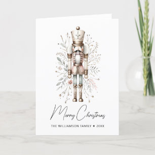Pink & Gold Merry Christmas Nutcracker Card