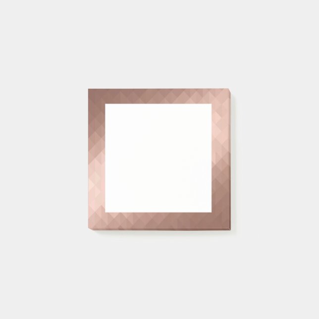 Pink gold metallic effect geometric chic design post-it notes (Front)