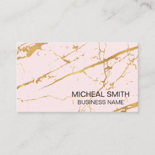 Pink Gold Metallic Marble   Abstract Artistic Business Card