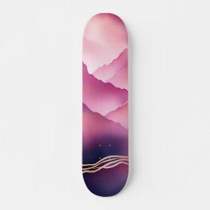 Pink Gold Metallic Marble Stone Skateboard