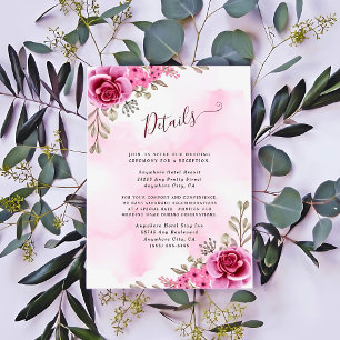 Pink Gold Minimalist Floral Wedding Enclosure Card