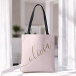 Pink Gold Minimalist Modern Monogram Elegant Tote Bag<br><div class="desc">Make everyday essentials feel elevated with this Pink and Gold Minimalist Monogram Tote Bag. Featuring a sleek, modern layout with your custom initials or name, this elegant tote combines soft blush pink tones with a subtle gold-style accent for a stylish, personalised finish. Whether you’re gifting bridesmaids, welcoming clients, or upgrading...</div>