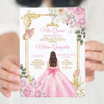 Pink & Gold Mis Quince 15 Anos Butterfly Crown Invitation<br><div class="desc">Quinceañera Pink Butterfly Gold Crown Invitation
Mis Quince 15 Anos,  16th Birthday, </div>