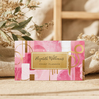Pink Gold Modern Abstract Business Cards