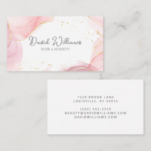 Pink Gold Modern Art Liquid Watercolor Business Ca Card