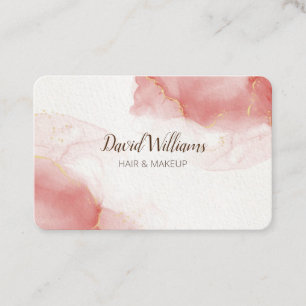 Pink Gold Modern Art Liquid Watercolor Business Ca Card
