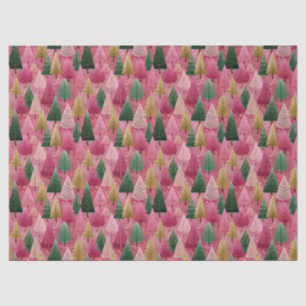 Pink & Gold Modern Christmas Tree Design Tissue Paper