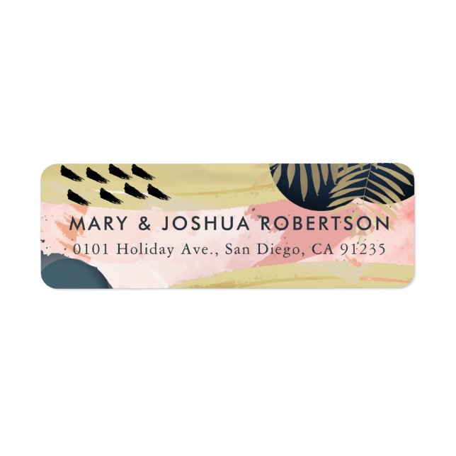 Pink Gold Navy Modern Address Label Return Address Label (Front)