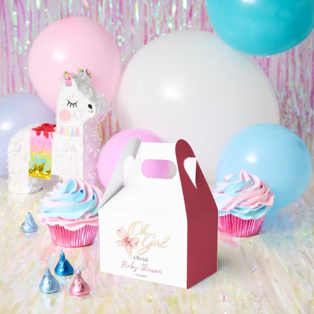 Pink & Gold “Oh Girl” Gold Typography Baby Shower Favour Box (Party)