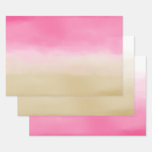 Pink Gold Ombre Watercolor Wrapping Paper Sheet
