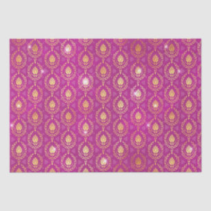 Pink & Gold Ornamental Luxe Pattern with Sparkles Tissue Paper
