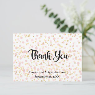 Pink Gold Overlay Wedding Thank You Card