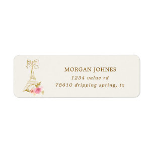 Pink Gold Parisian Chic Return Address Label