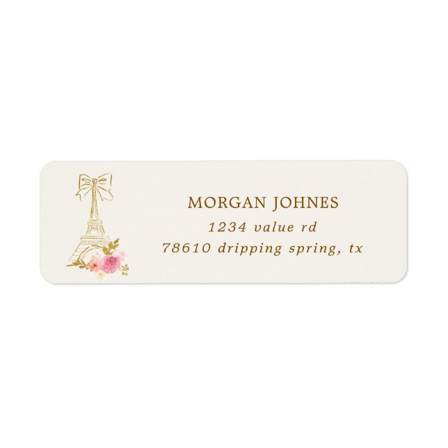 Pink Gold Parisian Chic Return Address Label (Front)