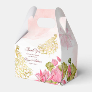 Pink gold peacock lotus Indian wedding thank you Favour Box
