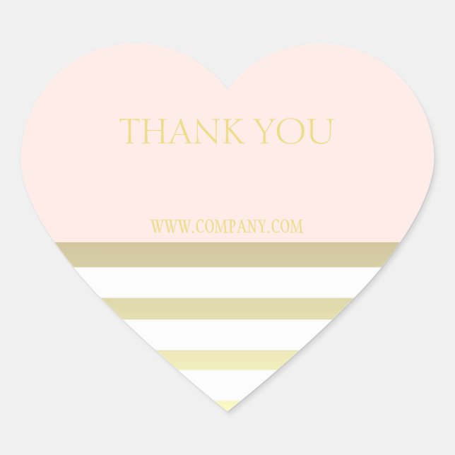 Pink & Gold Personal or Business Thank You Heart Sticker (Front)