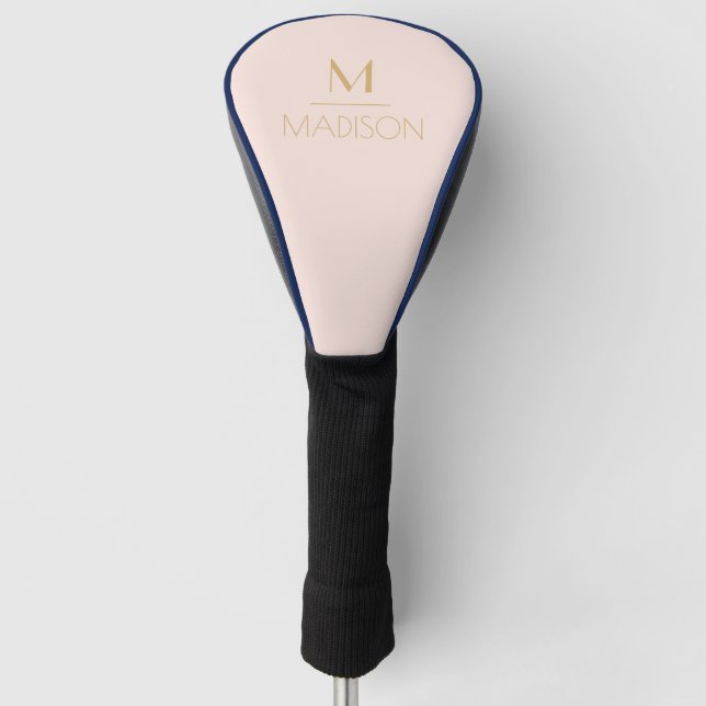 Pink & Gold Personalised Monogram | Name Golf Head Cover (Front)