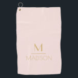 Pink & Gold Personalised Monogram | Name Golf Towel<br><div class="desc">Personalised Monogram Pink & Gold Art Deco Font,  The template is set up ready for you to customise with your name and initial,  If you would like to change the colour or style of the font click customise further at the end of the template.</div>