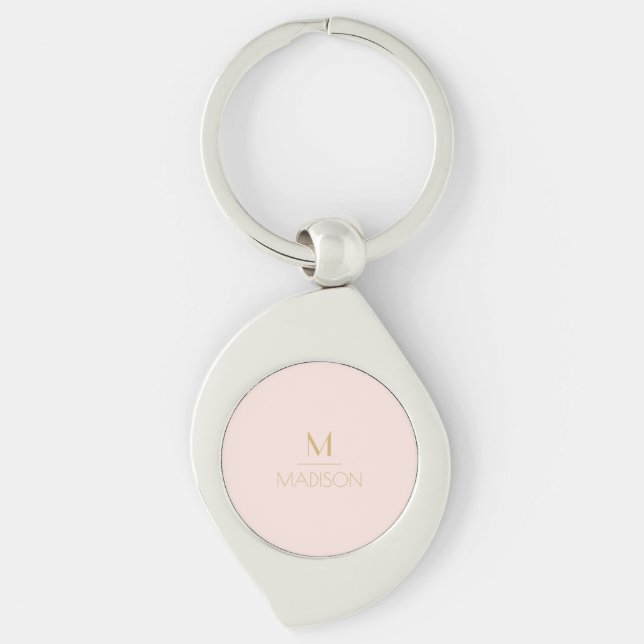 Pink & Gold Personalised Monogram | Name     Key Ring (Front)