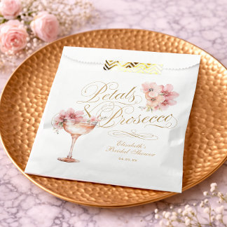 Pink Gold Petals and Prosecco Bridal Shower Favour Bag
