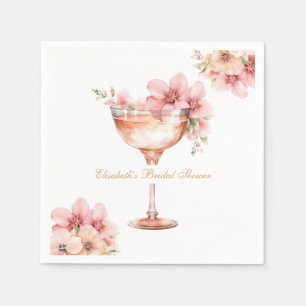 Pink Gold Petals and Prosecco Cocktail Napkin