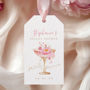 Pink Gold Petals Prosecco Bridal Shower Tag