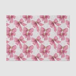 Pink Gold Plaid Bows Christmas Tissue Paper