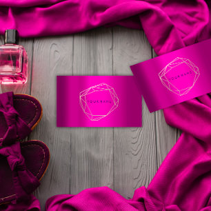 Pink Gold  Poligonal Frame Geometric Business Card