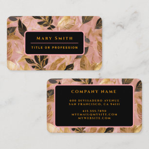 Pink Gold Popular Boho Leaves Collection Business Card