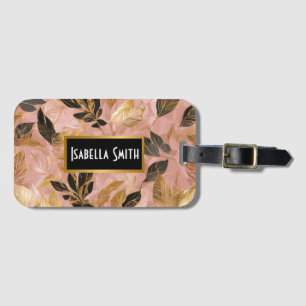 Pink Gold Popular Boho Leaves Collection Luggage Tag