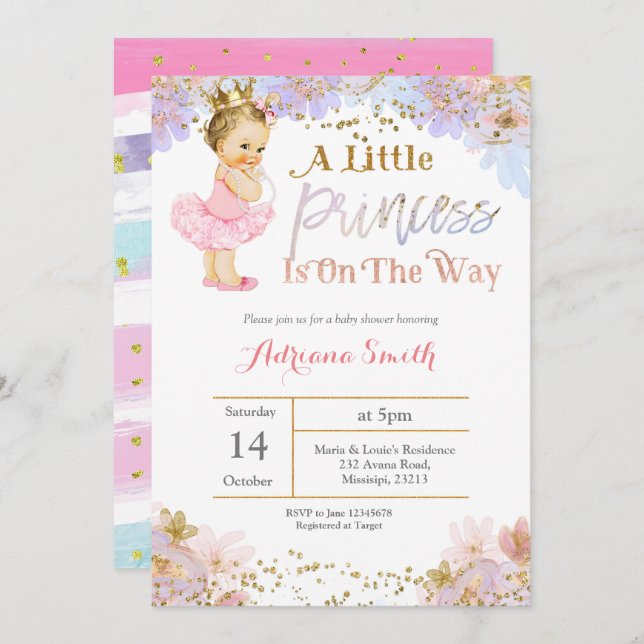 Pink Gold Princess Baby Shower invite (Front/Back)
