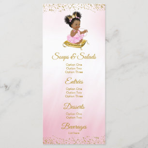 Pink Gold Princess Baby Shower Menus