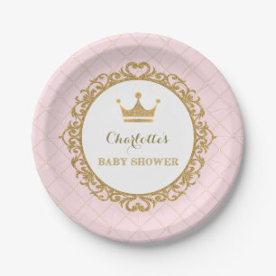 Pink Gold Princess Baby Shower Party 7" Plate