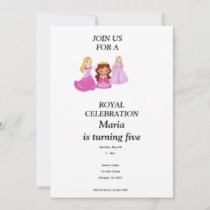 Pink & Gold princess birthday invitation