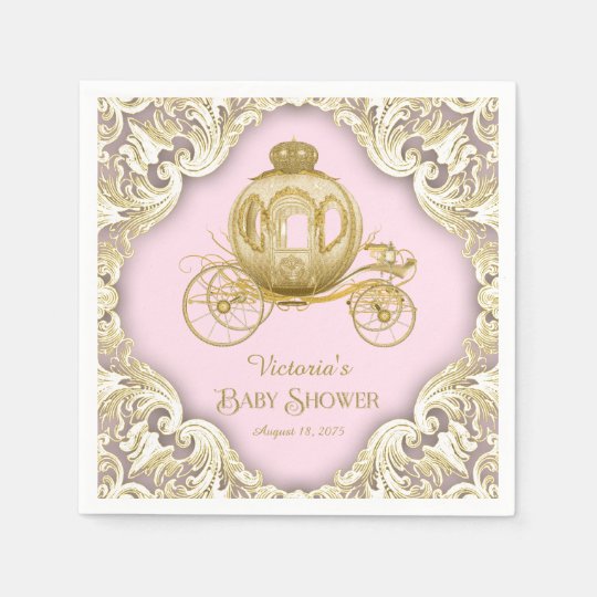 pink and gold baby shower plates and napkins