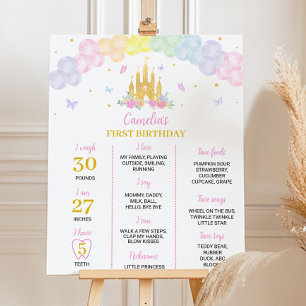 Pink Gold Princess Castle Birthday Milestone Sign