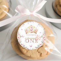 Pink Gold Princess Crown 1st Birthday Blush Floral