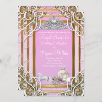 Pink Gold Princess Crown & Carriage Sweet 16 Party