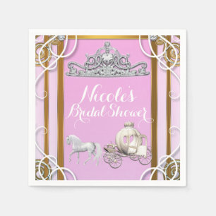 Pink Gold Princess Crown & Carriage Sweet 16 Party Napkin