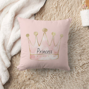 Pink Gold Princess Crown Cushion