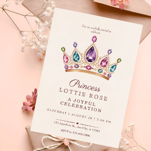 Pink Gold Princess Crown Fairytale Celebration Invitation