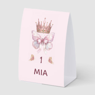 Pink Gold Princess Crown Table Numbers Card