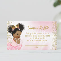 Pink Gold Princess Tutu Baby Shower Diaper Raffle