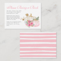Pink & Gold Pumpkin Baby Shower Bring a Book