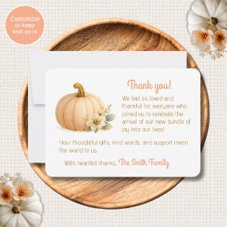 Pink Gold Pumpkin Baby Shower Thank You Card